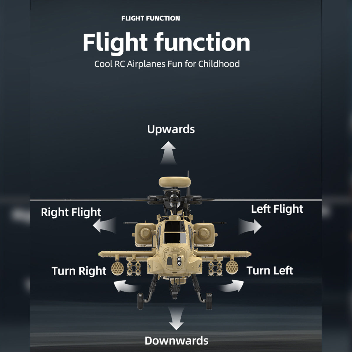WOLFBUSH & YU XIANG F11-N AH64 1/32 Scale 2.4G 6CH Coaxial Dual Rotor 6G/3D Apache RC Helicopter Model with Optical Flow Altitude Hold (RTF Version/Desert Yellow)