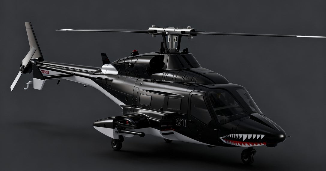 WOLFBUSH AW-911 Airwolf 1/34 Scale 2.4G 9CH Flybarless RC Helicopter Model with 6G/3D Stunt Mode and GPS Positioning (RTF Version/ Mode 1/Mode 2 Switchable)