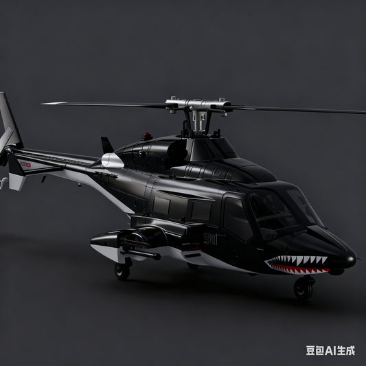 WOLFBUSH AW-911 Airwolf 1/34 Scale 2.4G 9CH Flybarless RC Helicopter Model with 6G/3D Stunt Mode and GPS Positioning (RTF Version/ Mode 1/Mode 2 Switchable)