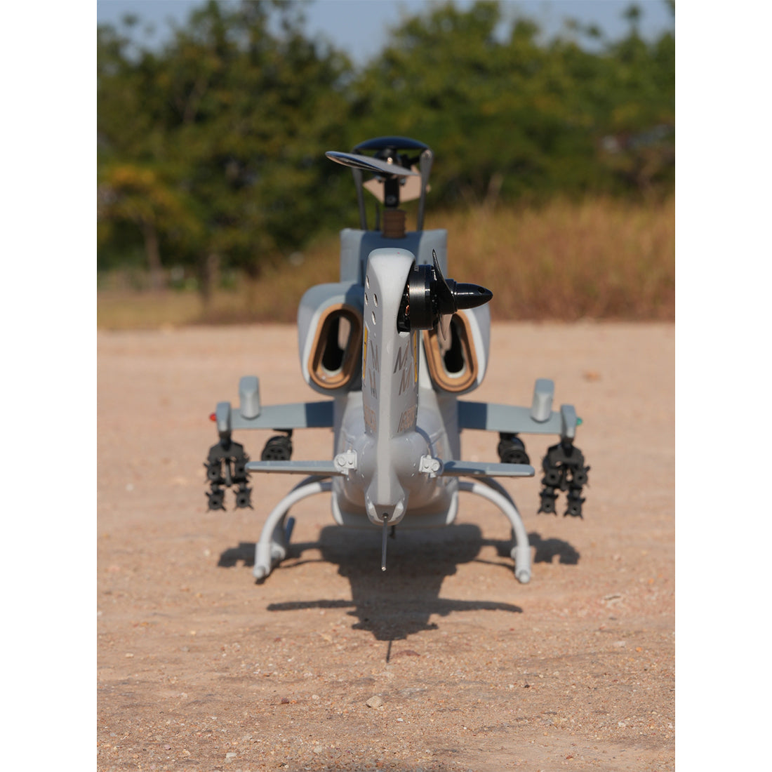 WOLFBUSH&ROBAN AH-1W 470-Class 2.4G 6CH Dual-Rotor RC Military Helicopter Model with GPS Positioning, Synchronized Turret & Left/Right-Hand Control (RTF Version/Grey)