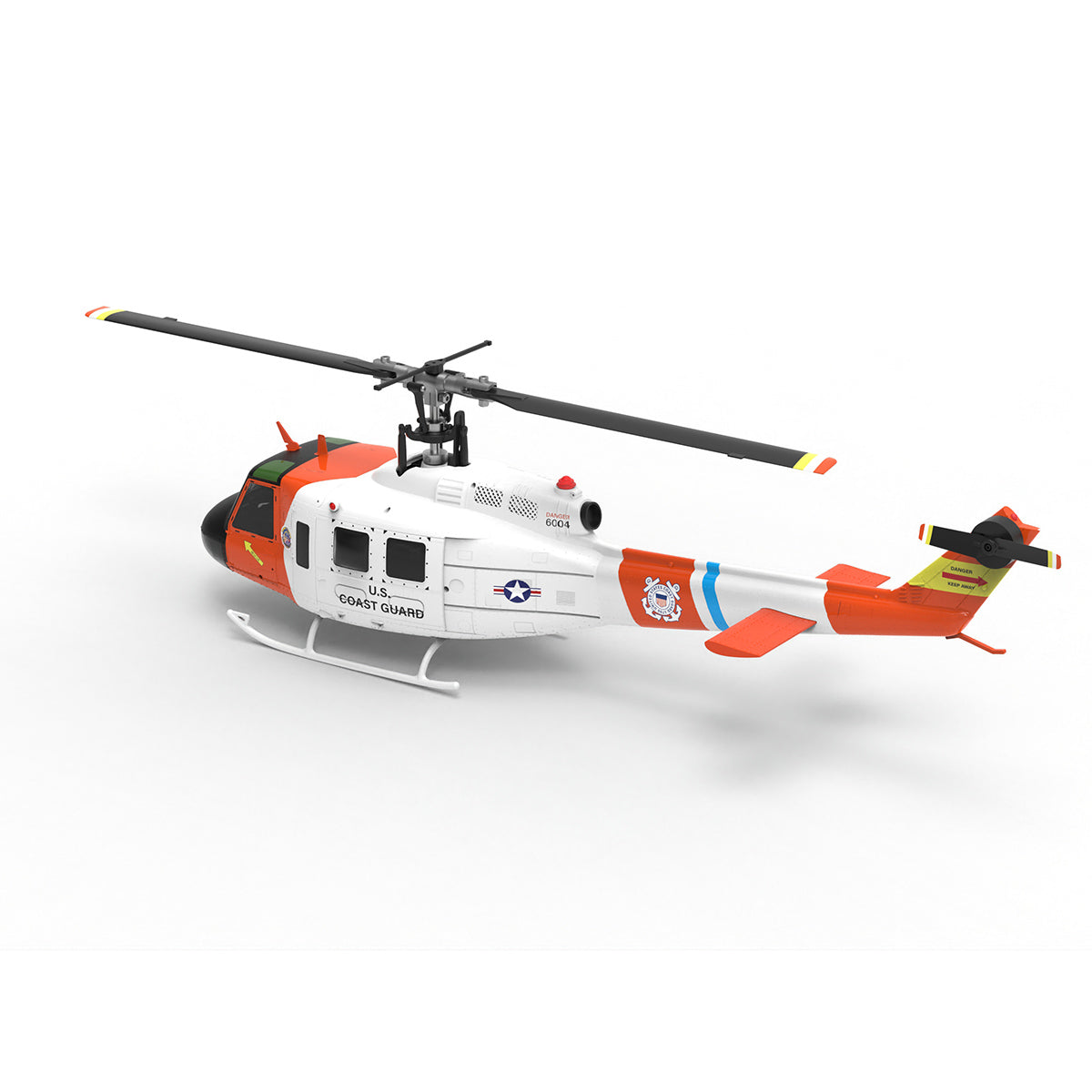 WOLFBUSH×YU XIANG F07S UH-1 Huey 1/34 Scale 2.4G 6CH Brushless Direct Drive 6G Flybarless RC Helicopter Model with GPS Positioning for Altitude Hold and Adjustable Left/Right Hand Throttle (RTF Version/White Rescue Livery)