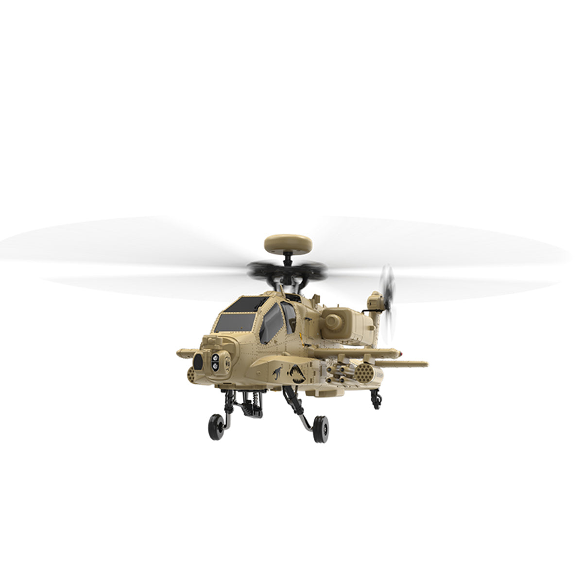 WOLFBUSH & YU XIANG F11-N AH64 1/32 Scale 2.4G 6CH Coaxial Dual Rotor 6G/3D Apache RC Helicopter Model with Optical Flow Altitude Hold (RTF Version/Desert Yellow)
