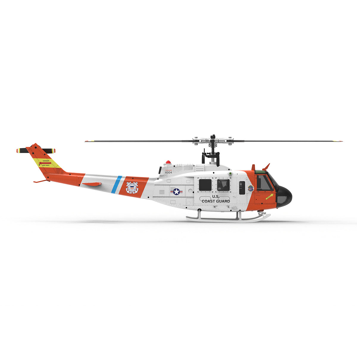 WOLFBUSH×YU XIANG F07S UH-1 Huey 1/34 Scale 2.4G 6CH Brushless Direct Drive 6G Flybarless RC Helicopter Model with GPS Positioning for Altitude Hold and Adjustable Left/Right Hand Throttle (RTF Version/White Rescue Livery)