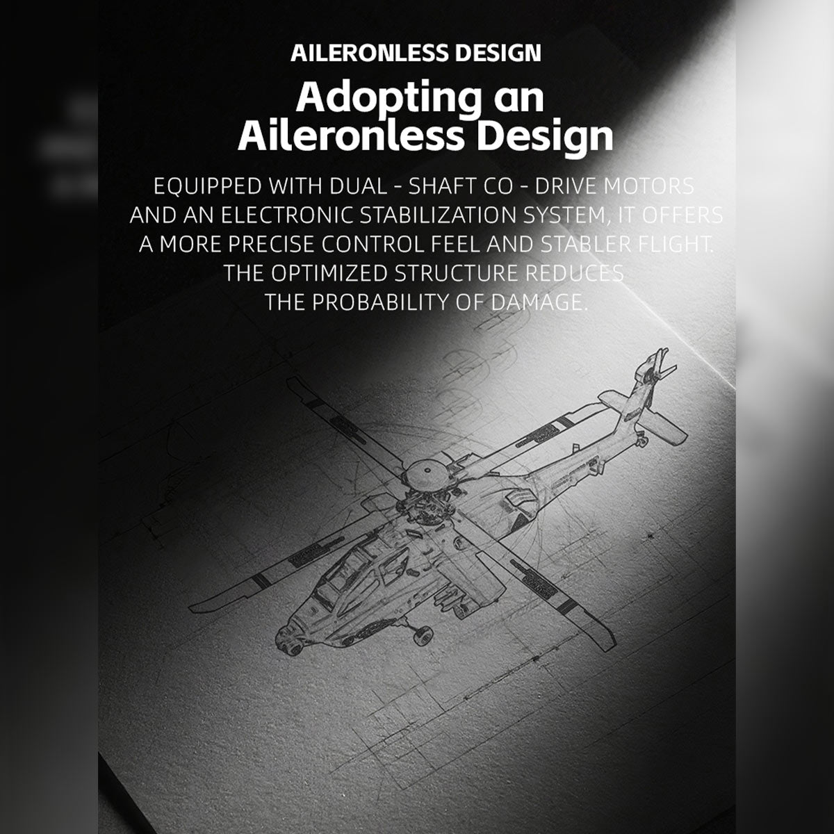 WOLFBUSH & YU XIANG F11-N AH64 1/32 Scale 2.4G 6CH Coaxial Dual Rotor 6G/3D Apache RC Helicopter Model with Optical Flow Altitude Hold (RTF Version/Desert Yellow)