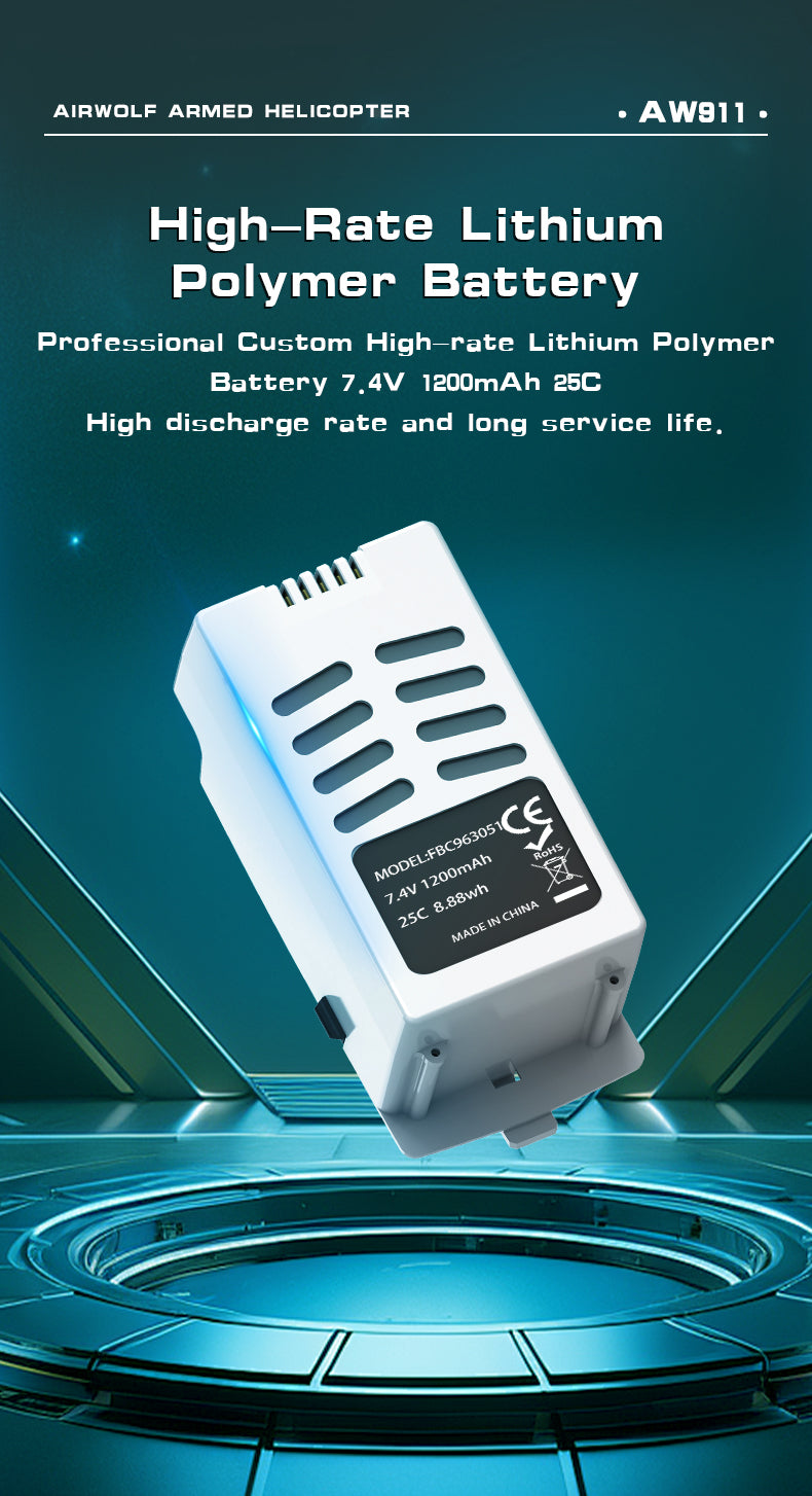 WOLFBUSH AW-911 Airwolf 1/34 Scale 2.4G 9CH Flybarless RC Helicopter Model with 6G/3D Stunt Mode and GPS Positioning (RTF Version/ Mode 1/Mode 2 Switchable)