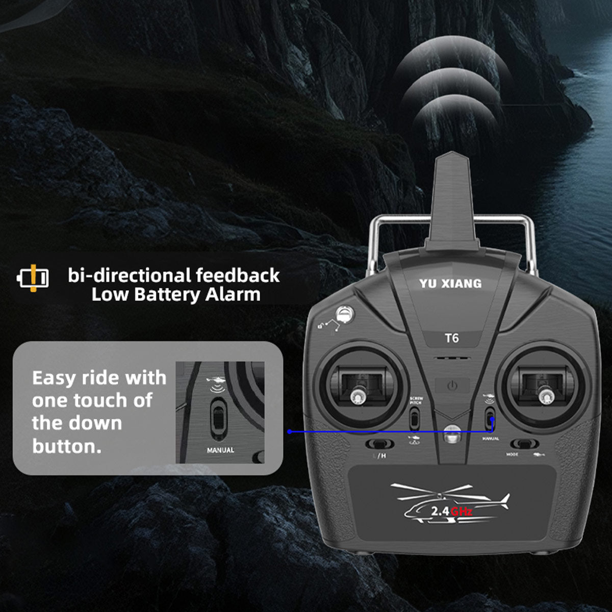 WOLFBUSH & YU XIANG F11-N AH64 1/32 Scale 2.4G 6CH Coaxial Dual Rotor 6G/3D Apache RC Helicopter Model with Optical Flow Altitude Hold (RTF Version/Desert Yellow)