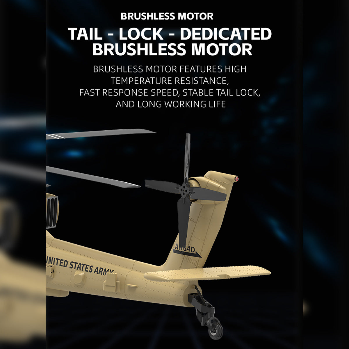 WOLFBUSH & YU XIANG F11-N AH64 1/32 Scale 2.4G 6CH Coaxial Dual Rotor 6G/3D Apache RC Helicopter Model with Optical Flow Altitude Hold (RTF Version/Desert Yellow)