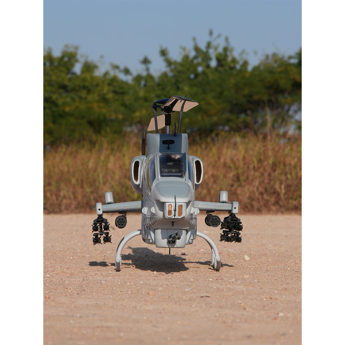 WOLFBUSH&ROBAN AH-1W 470-Class 2.4G 6CH Dual-Rotor RC Military Helicopter Model with GPS Positioning, Synchronized Turret & Left/Right-Hand Control (RTF Version/Grey)
