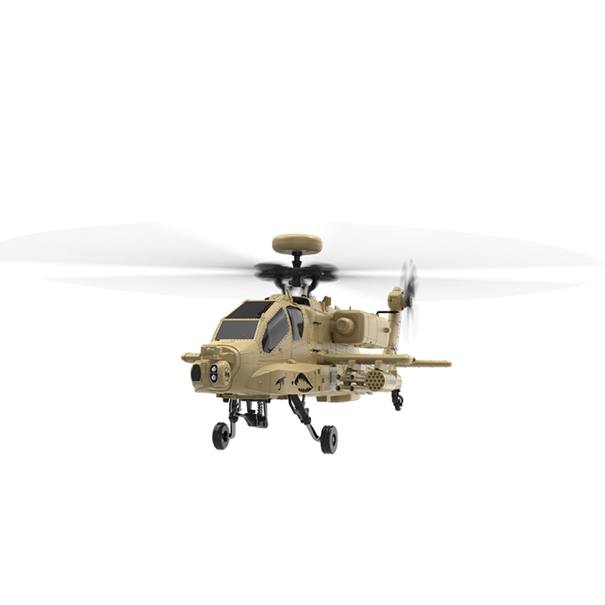 WOLFBUSH & YU XIANG F11-N AH64 1/32 Scale 2.4G 6CH Coaxial Dual Rotor 6G/3D Apache RC Helicopter Model with Optical Flow Altitude Hold (RTF Version/Desert Yellow)