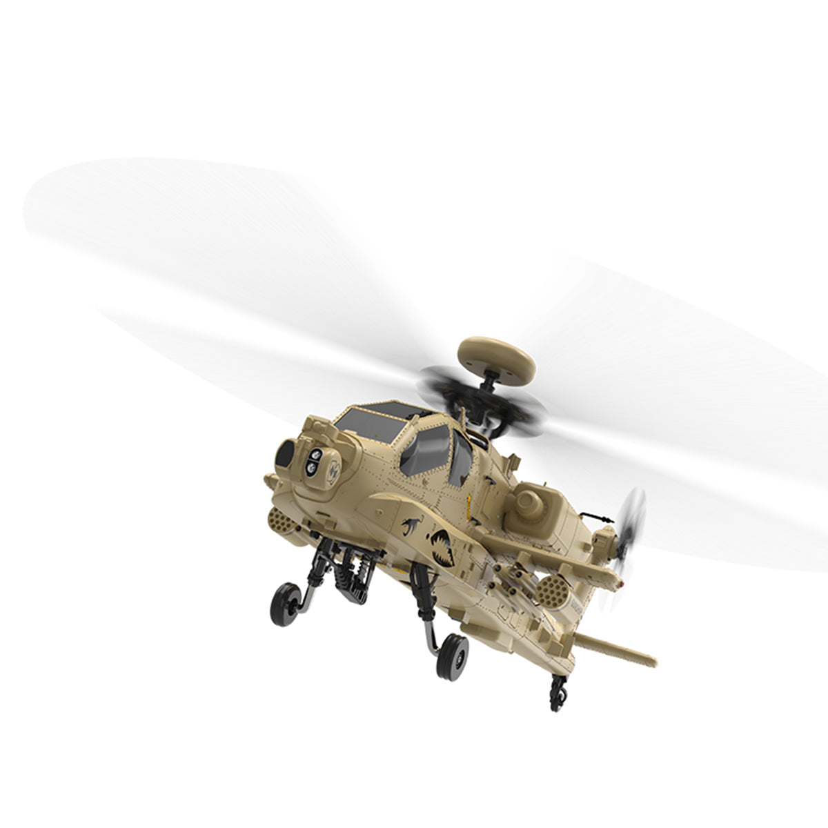 WOLFBUSH & YU XIANG F11-N AH64 1/32 Scale 2.4G 6CH Coaxial Dual Rotor 6G/3D Apache RC Helicopter Model with Optical Flow Altitude Hold (RTF Version/Desert Yellow)