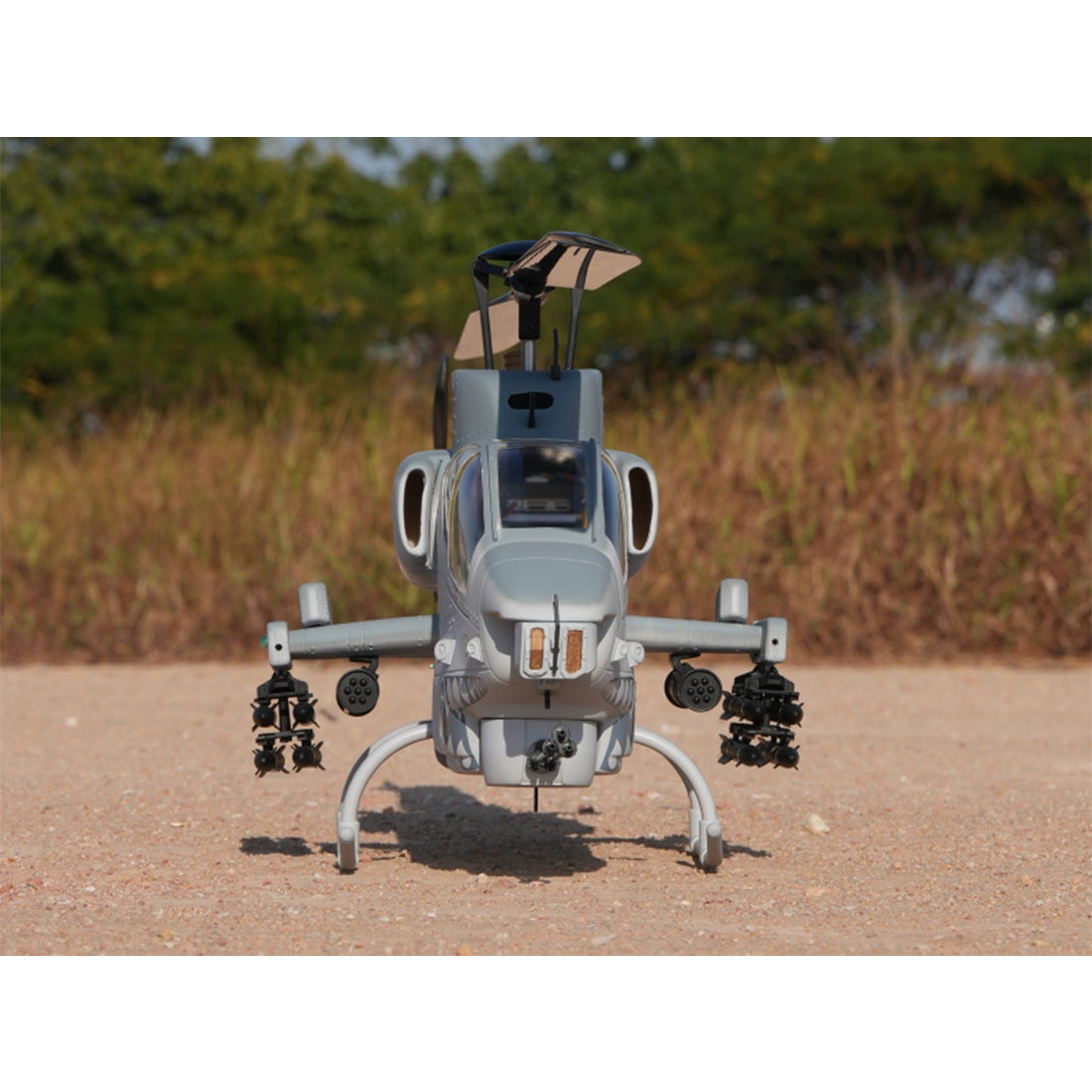 WOLFBUSH&ROBAN AH-1W 470-Class 2.4G 6CH Dual-Rotor RC Military Helicopter Model with GPS Positioning, Synchronized Turret & Left/Right-Hand Control (RTF Version/Grey)
