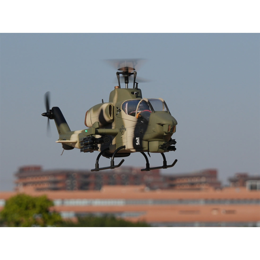 WOLFBUSH&ROBAN AH-1W 470-Class 2.4G 6CH Dual-Rotor RC Military Helicopter Model with GPS Positioning, Synchronized Turret & Left/Right-Hand Control (RTF Version/Grey)