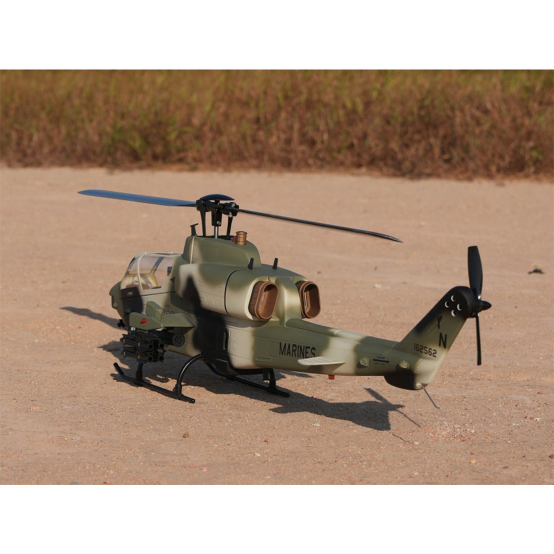 WOLFBUSH&ROBAN AH-1W 470-Class 2.4G 6CH Dual-Rotor RC Military Helicopter Model with GPS Positioning, Synchronized Turret & Left/Right-Hand Control (RTF Version/Grey)