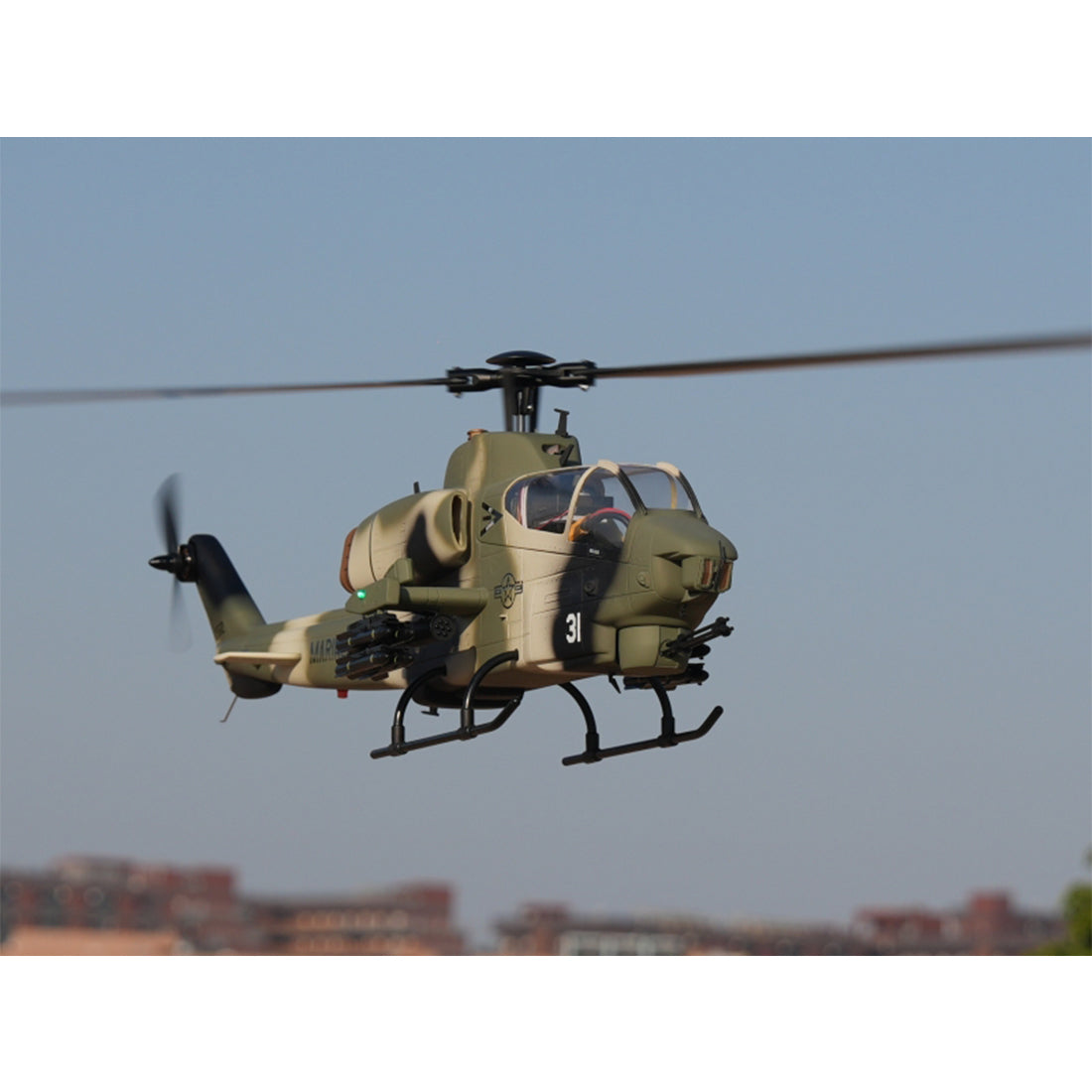 WOLFBUSH&ROBAN AH-1W 470-Class 2.4G 6CH Dual-Rotor RC Military Helicopter Model with GPS Positioning, Synchronized Turret & Left/Right-Hand Control (RTF Version/Grey)
