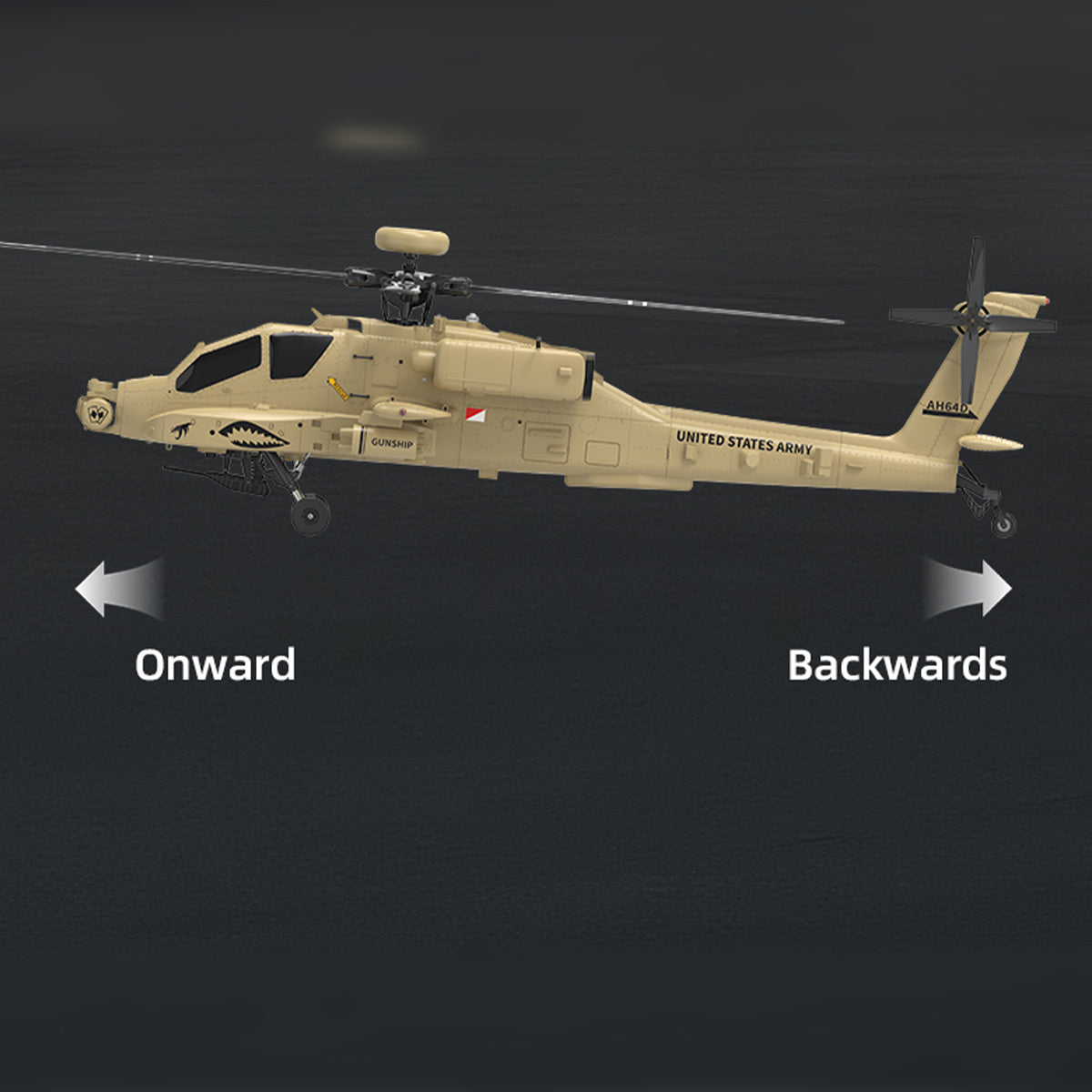 WOLFBUSH & YU XIANG F11-N AH64 1/32 Scale 2.4G 6CH Coaxial Dual Rotor 6G/3D Apache RC Helicopter Model with Optical Flow Altitude Hold (RTF Version/Desert Yellow)